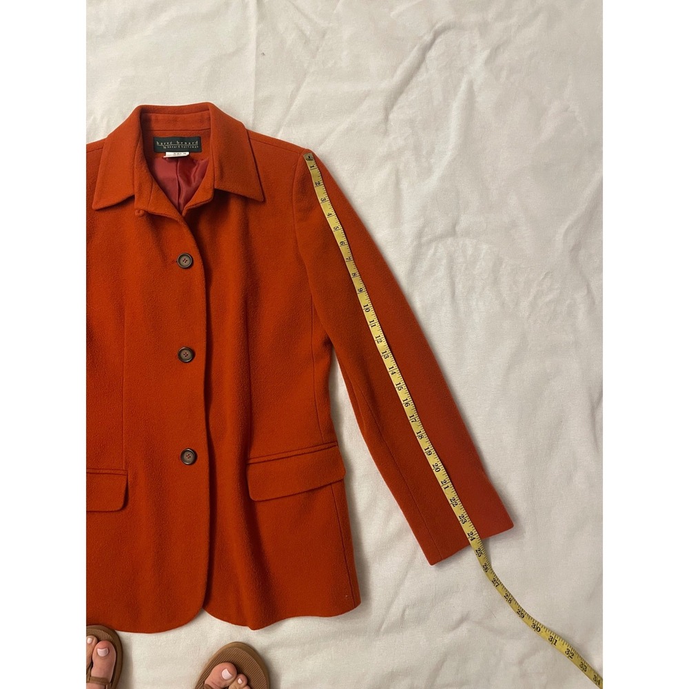 Harve Benard Vintage Wool Cashmere Blazer Orange Rust Button Up Jacket Size 8 - Picture 7 of 9